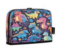 HMZXZ Estuche para lápices de pie, diseño floral, animales y dinosaurios, bolsa de gran capacidad para niños y niñas, estuche multicapa para lápices, organizador de papelería, dinosaurio para la