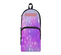 HMZXZ Estuche personalizado con luces abstractas coloridas modernas, estuche para lápices para niñas y niños, bolsa organizadora de artículos de papelería morada y rosa personalizada para la escuela