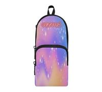 HMZXZ Estuche personalizado para lápices con diseño de arcoíris ondulado, estuche para lápices para niñas y niños, bolsa organizadora de papelería con textura morada personalizada para la escuela