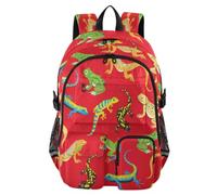 HMZXZ Linda mochila de viaje con diseño de gecko y rana lagarto para laptop, bolsa escolar resistente, mochila escolar de animales rojos, bolsa de libros universitarios de 14 pulgadas