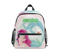 HMZXZ Mini mochila personalizada para niñas y niños, lindos peces de sirena, mochilas infantiles personalizadas, mochila escolar con nombre y texto para niños, multicolor