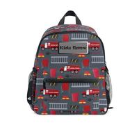HMZXZ Mini mochila personalizada para niños pequeños para niñas, bomberos rojos, gris, mochilas infantiles personalizadas para coche, camión, mochila escolar con nombre y texto para niños, multicolor