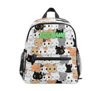 HMZXZ Mini mochila personalizada para niños pequeños, para niñas, niños, gato, cabeza de gatito, mochilas infantiles personalizadas, mochila escolar con nombre y texto para niños, multicolor