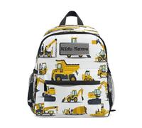 HMZXZ Mini mochila personalizada para niños pequeños para niñas y niños, grúas de construcción, mochilas personalizadas para niños, mochila escolar con nombre y texto para niños, multicolor