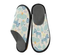 HMZXZ Pantuflas de bosque azul cebra para hombres y mujeres, safari de animales, pantuflas de casa para mujer, pantuflas de interior, calcetines de casa, zapatos de dormitorio, zapatos de viaje