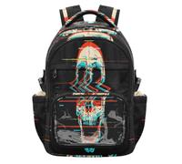 HMZXZ Retro Day Ot The Dead Screaming Skull - Mochila escolar para niños con bolsillo frontal transparente de PVC para botella de agua y compartimento para laptop, mochila para adolescentes, mochila