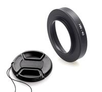 HN-40 - Parasol de metal y tapa de lente de 46 mm compatible con Nikon Z50 Z30 Zfc Kit Z DX 16-50 mm f/3.5-6.3 VR Lens (paquete de 1+1)