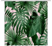 HNBFKD Cortina de Ducha con Hojas Tropicales, Planta Verde, Palmera, Monstera, Hoja de plátano, botánica, Verano, Jungla, Naturaleza Moderna, baño 120x210cm/(WxH)