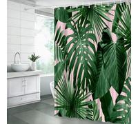 HNBFKD Cortina de Ducha con Hojas Tropicales, Planta Verde, Palmera, Monstera, Hoja de plátano, botánica, Jungla, Naturaleza Moderna, baño con Ganchos 90x210cm/(WxH)