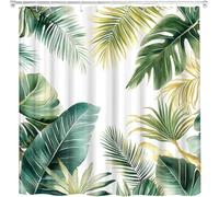 HNBFKD Cortina de Ducha con Hojas Tropicales, Plantas Verdes, Jungla, botánica, Monstera, Hoja de Palma, plátano, Naturaleza, Selva Tropical, Ducha con Ganchos 160x160cm/(WxH)