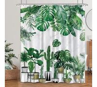 HNBFKD Cortinas de Ducha con diseño de Plantas Bohemias, Hojas Verdes, Tropicales, para baño, Palmeras, botánicas, Bohemias, decoración de mamparas de baño 138x153cm/(WxH)