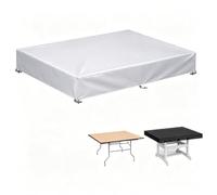 HNBFKD Funda Mesa Exterior Impermeable - 140x100x20cm/LxWxH Plata - Cubierta de Sandbox, Funda Protectora para Mesa de Jardin, Anti-UV Tela Oxford 420D para Arenero Piscina con Cordón, Anti-Viento