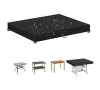 HNBFKD Funda Mesa Exterior Impermeable - 250x120x20cm/LxWxH Negro - Cubierta de Sandbox, Funda Protectora para Mesa de Jardin, Anti-UV Tela Oxford 420D para Arenero Piscina con Cordón, Anti-Viento