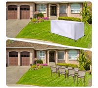 HNBFKD Funda para Muebles de Jardín 215x135x100cm/LxWxH Impermeable Muebles Jardin Exterior Funda, con Cuerda y Cierre de Hebilla, Tela Oxford 420D para Mesa, Silla y sofá, Color Plateado Plata