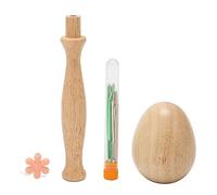 HNBGNNMRO Set de remiendo para setas, kit de suministros de remiendo de madera con mango curvo y 15 agujas, remendador de madera desmontable para alisar y reparar calcetines, suéteres y