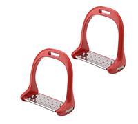 HNBGNNMRO Silla de Montar de Aluminio con Estribo para Montar a Caballo, Estribo Ecuestre con Almohadilla de Acero Inoxidable Antideslizante, Silla de Montar de aleación de Aluminio (Roja)