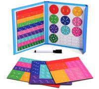 HNBTX Juego de fracción de Azulejos y círculos magnéticos-conteo y Juguetes de matemáticas-Recursos Educativos para Aula, Kit Educativo （110 Piezas）