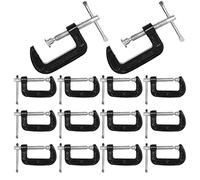 HNBun Abrazadera en C de 2 pulgadas, abrazadera en C resistente de hierro maleable con barra deslizante, profundidad de garganta de 1-3/8 pulgadas, abrazadera C de agarre rápido para carpintería