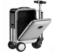 HNBYLMM 20 L Electric SuitcaseㅣSmart LuggageㅣPortable Rideable SuitcasesㅣLoad 110 KGㅣ3 Speed AdjustmentㅣOne-Button Telescopic Removable BatteryㅣForward/ReverseㅣUSB & Lock Silver-A