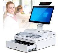 HNBYLMM Caja Registradora Inteligente de Todo en Uno, con Pantalla Táctil de 14", Impresora Térmica de 58mm, 4 GB de RAM, SSD de 64 GB, Cajas Registradoras Pos con Windows 10 White