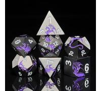 HNCCESG - Juego de dados de metal D&D, dados poliédricos de 7 piezas, dragón, metálicos, para juego de mesa de Dungeons and Dragon, RPG (dragón negro y púrpura)