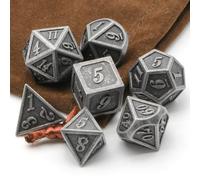 HNCCESG - Juego de dados de metal, dados poliédricos D&D para Dungeons and Dragons, RPG, DND, para juegos de rol, MTG, juegos de mesa, Shadowrun Pathfinder, 7 unidades, D20, D12, D10, D8, D6, D4
