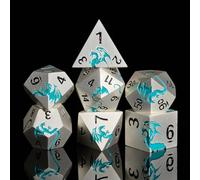 HNCCESG Juego de dados de metal de dragón azul plateado mate, 7 dados DND de aleación de zinc pesado con caja de regalo magnética para juegos de mesa de Dungeons & Dragons (dragón azul plateado mate)