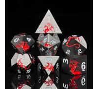 HNCCESG Juego de dados de metal de dragón negro y rojo, 7 PCS dados DND de aleación de zinc pesado con caja de regalo magnética para juegos de rol de mesa RPG (dragón negro y rojo)