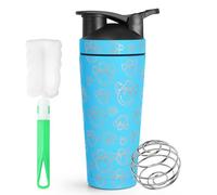 HNCY 750ml Shaker Proteinas, Shaker Acero Inoxidable, Mezclador de Proteinas, Shaker para Polvo de Proteína de Suero Cremoso Sacude, Shaker de Acero Inoxidable Prueba de Fugas y sin BPA - Azul