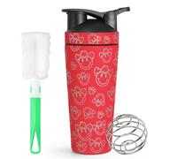 HNCY 750ml Shaker Proteinas, Shaker Acero Inoxidable, Mezclador de Proteinas, Shaker para Polvo de Proteína de Suero Cremoso Sacude, Shaker de Acero Inoxidable Prueba de Fugas y sin BPA - Rojo