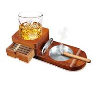 HNCY Cenicero para Puros de Madera, Cenicero para Cigarros, Accesorios Para Puros Para Hombres, Con Cenicero Extraíble, Cajón, Cortador De Puros y Soporte, Regalo para los amantes de los cigarros