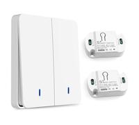 HNCY interruptor inalambrico 220v + interruptor inteligente, Kit de Interruptor de luz inalámbrico, Interruptor del transmisor de RF 433Mhz y 2 controlador del receptor 10A, No requiere cableado