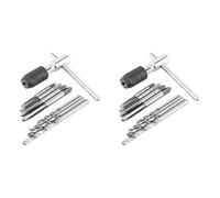 Hndhbfgrt 18 Piezas Juego de Herramientas de Llave de SujecióN de Trinquete con Manejar en T Ajustable con Grifo de Rosca MéTrica de Rosca M3-M6 y Broca Helicoidal de 2.5-5.0 mm