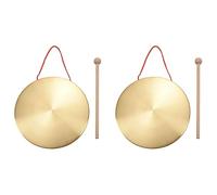 Hndhbfgrt 2piezas 22cm Hand Gong Brass Copper Chapel Opera Percusión con Martillo de Juego Redondo