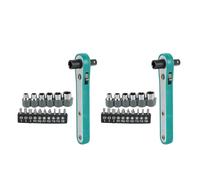 Hndhbfgrt 2X 17 en 1 Juego de Llaves para Llaves de Acero Cromo Vanadio Juego de Destornilladores Torx Torque del Zócalo del Trinquete Llave Inglesa Tornillo Poco Plano Bits Enchufe