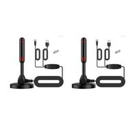 Hndhbfgrt 2X Antena de TV Interior HD, Antena de TV Digital Interior 120 Millas con Amplificador de Señal Compatible con 4K / 1080P / UHF/VHF/TDT HDTV