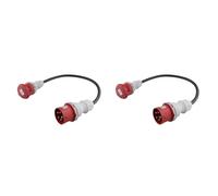 Hndhbfgrt 2X Enchufe Adaptador de 5 Pines Conector de Acoplamiento de 32 A A 16 A [Trifásico, 400 V] Cable de Manguera Adaptador de Alta Corriente, Clase de Protección IP44