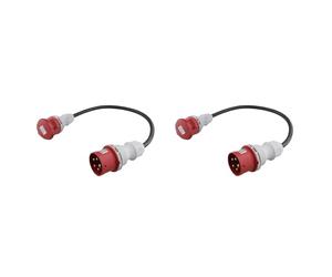 Hndhbfgrt 2X Enchufe Adaptador de 5 Pines Conector de Acoplamiento de 32 A A 16 A [Trifásico, 400 V] Cable de Manguera Adaptador de Alta Corriente, Clase de Protección IP44