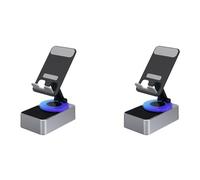 Hndhbfgrt 2X Soporte para Teléfono Móvil, Banco de Energía de Audio, Altavoz de Llamada Bluetooth, Escritorio Giratorio Plegable Multifunción, Gris