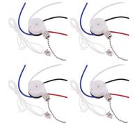 Hndhbfgrt 4X Kit Interruptor Ventilador Techo, 3 Velocidades, 4 Cables,Interruptor Control Velocidad con Cremallera,Interruptor Cable TraccióN ZE-208S con Cuerda Plateada