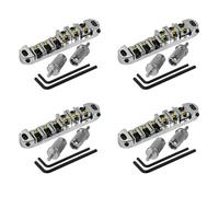 Hndhbfgrt 4X Puente de Melodia-o- Sillin Rodillo Plateado Metal Cromado para el Reemplazo de la Guitarra Electrica del Estilo de