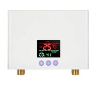 Hndhbfgrt Calentador de Agua Instantáneo de 3 KW, Mini Calentador de Agua Eléctrico Sin Tanque con Pantalla LED, Ajuste de Temperatura de 3 Niveles, Enchufe Europeo