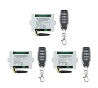 Hndhbfgrt DC 12V 24V 36V 10A 433MHz Relé Inalámbrico de 4 Canales Receptor de Interruptor de Control Remoto + Transmisor de 4 Canales, 3 Receptor 3 Control Remoto