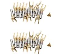 Hndhbfgrt Y Enchufe 45 Grados Conector de Pala Terminal para Cables de Altavoz DIY/Cable de ConexiÓN de Altavoz DIY - Paquete de 24 (12 Negro + 12 Rojo)
