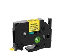 HndkCsunY Cinta de Etiquetas laminada de 12 mm TZE231 TZE131 TZE631 Compatible con Impresora de Etiquetas PT H100 PT H110 D600 710BT(Black on Yellow)