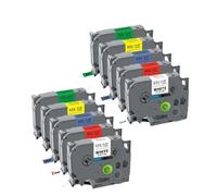 HndkCsunY Cinta de Etiquetas Tze de 12 mm 231 5 10 Piezas Compatible con Impresora de Etiquetas PTH110 Tze231 Tze 231 Tze631(10PK 5Mixed Colors)