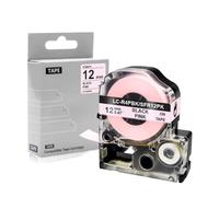 HndkCsunY Cinta de satén de 12mm para SFR12PK SFR12SZ SFR12SK SFR12ZK SFR12RZ SFR12GZ SS12KW Compatible con Cinta de Etiquetas para Envolver Regalos(Black on Pink)