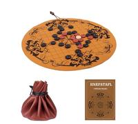 Hnefatafl- Juego de ajedrez vikingo, juego tradicional de estrategia de mesa para dos jugadores, tapete de juego de cuero, diseño de cordón, fácil de almacenar y viajar