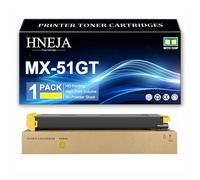 HNEJA Cartucho Tóner MX-51GT, Cartuchos Tóner Compatibles MX-51GT-BA MX-51GT-CA MX-51GT-MA MX-51GT-YA para Sharp MX-4110N MX-4111N MX-4140N MX-4141N MX-5110N MX-5111N Impresoras,Yellow-1 Pack