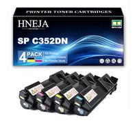 HNEJA Cartuchos Tóner Compatibles para Ricoh SP C352DN Impresora, 407383 407384 407385 407386 Cartucho Tóner Repuesto,4 Colors-1 Pack